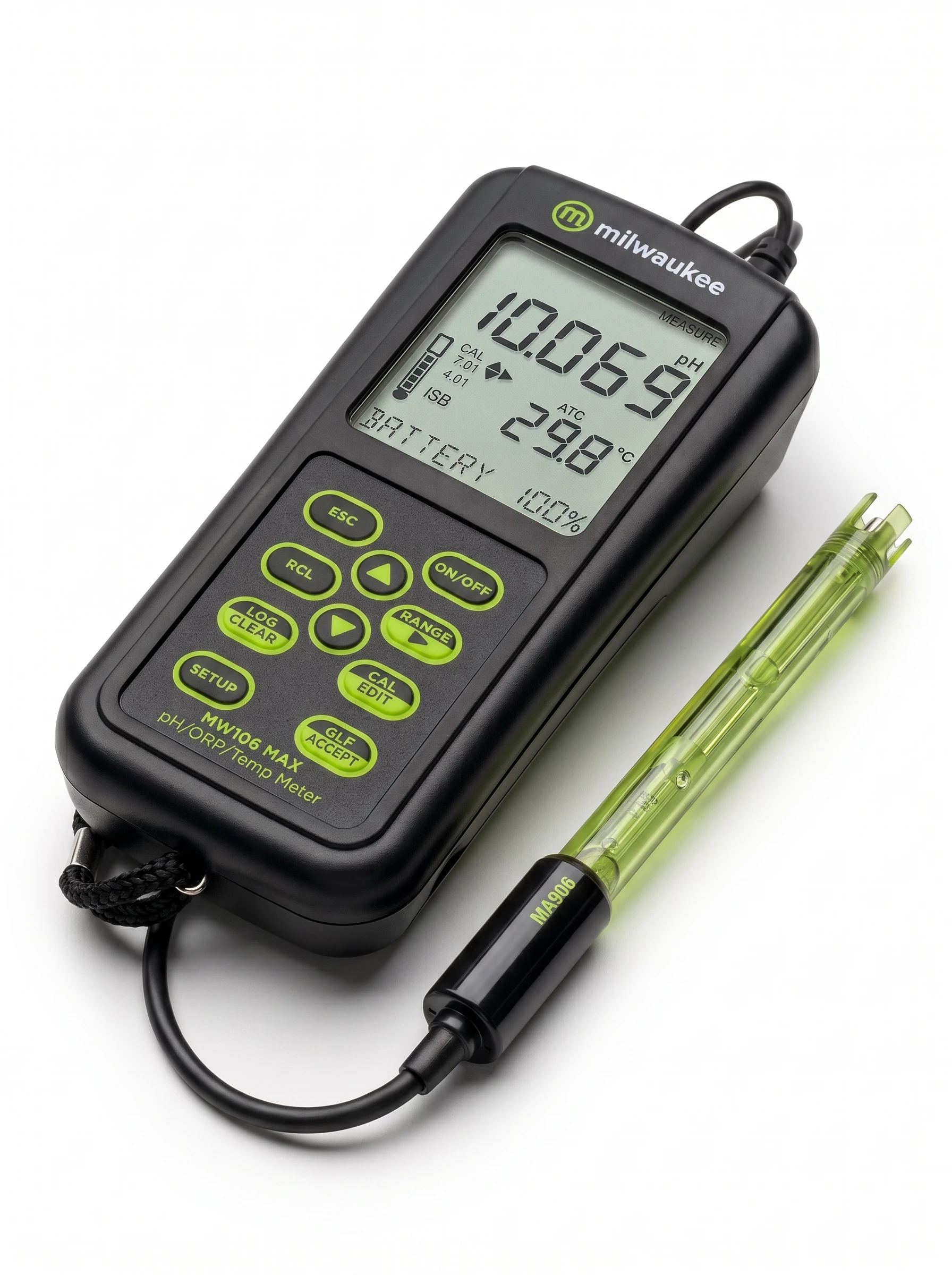 Medidor de pH/ORP y temperatura portatil con registro de datos MW106 Milwaukee