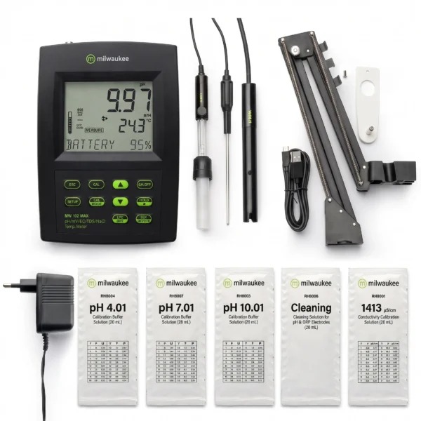 Medidor de pH/MV/EC/TDS/NaCl y Temperatura de mesa con registro de datos MW180 Milwaukee