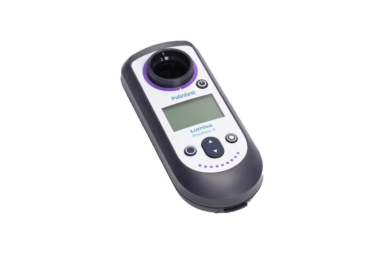 Fotómetro para Cloro Libre, Cloro Total, Bromo, pH, Alcalinidad Total, Dureza Cálcica, Ácido Cianúrico, Cobre, Hierro y Fosfato – Lumiso Pooltest 9 de Palintest